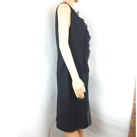 Ann Taylor Black Ruffle Wool Sleeveless Dress - Picture 4 of 7